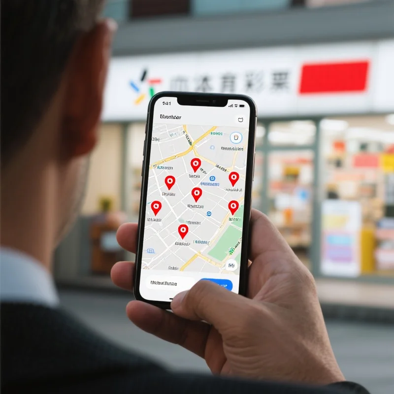 中国体彩App门店查找功能示意图